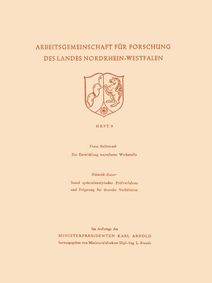 cover image of Zur Entwicklung warmfester Werkstoffe. Stand spektralanalytischer Prüfverfahren und Folgerung für deutsche Verhältnisse